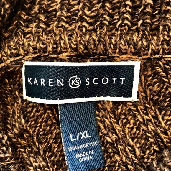 Karen Scott brown poncho sweater - Picture 6 of 8